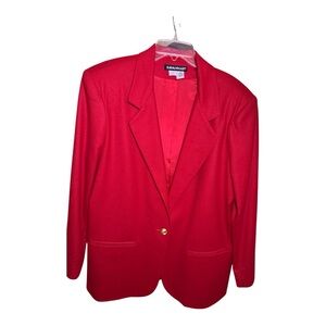Savannah Red Wool Vintage 90s Blazer Jacket 18 Power Dressing Tailored Classic